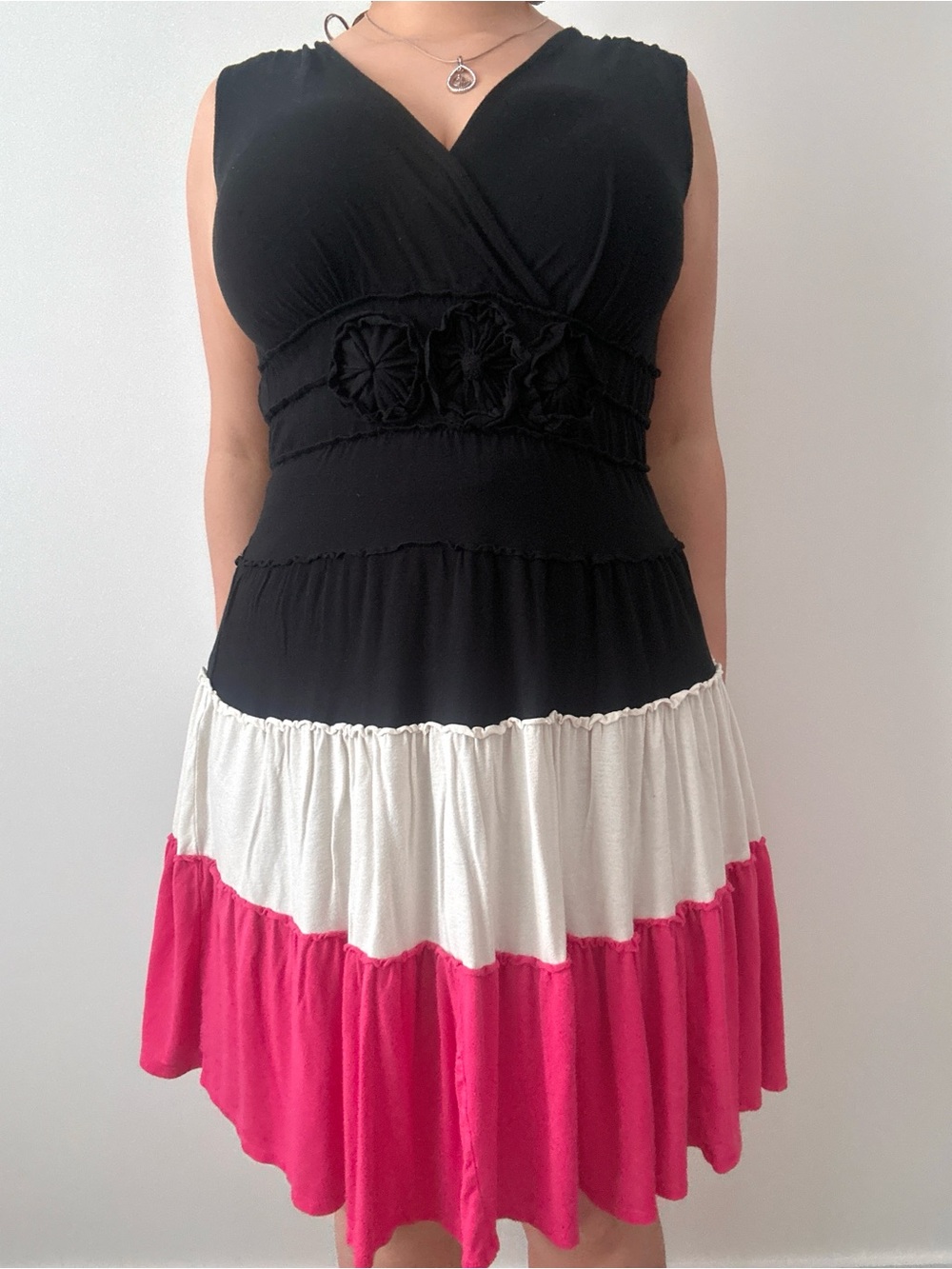 y2k tired ruffle wrap dress with floral belt